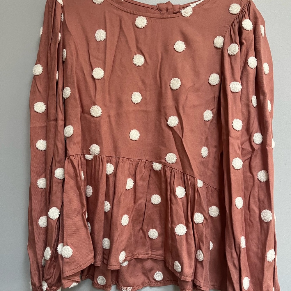 Blu Pepper Rust Polka Dot Blouse